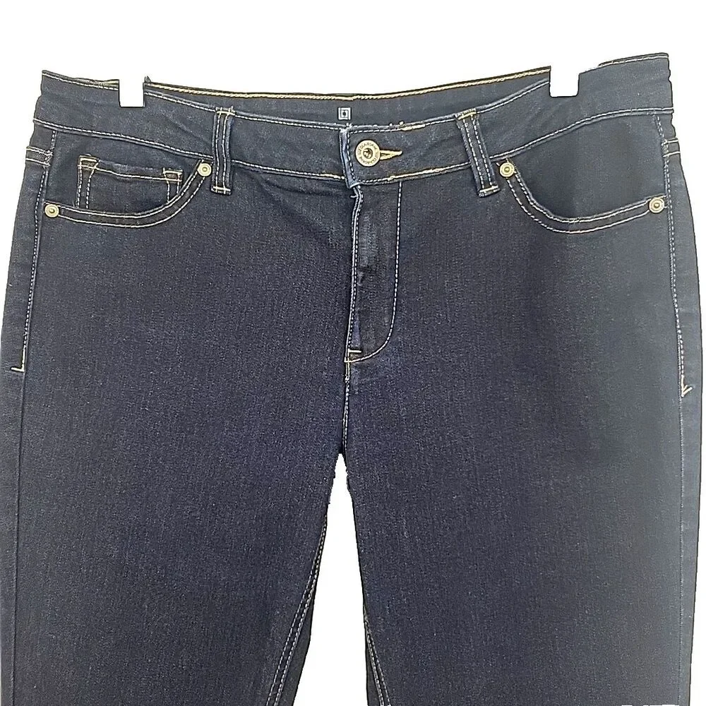 Liz Claiborne Womens Jeans Size 12 City Fit Skinny Leg Dark Blue 34x30.5 - Picture 2 of 8